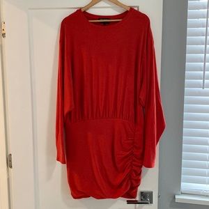 SOMETHING NAVY RUCHED DETAIL DRESS (Nordstrom Exclusive) | L | Red Scarlet
